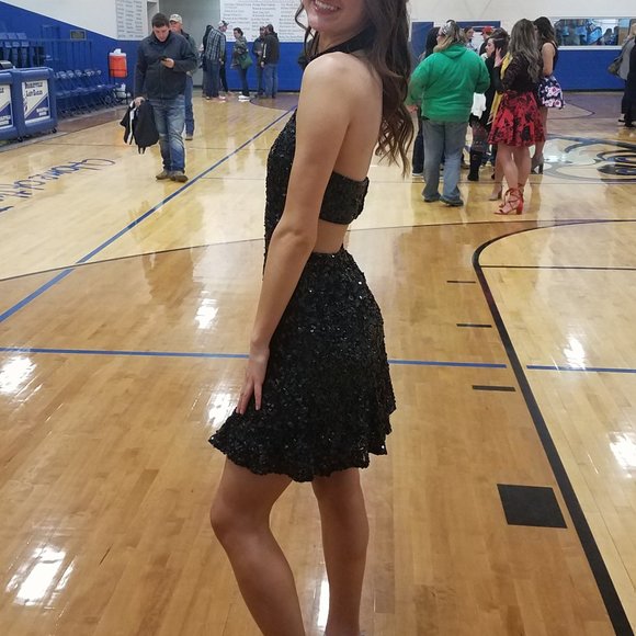 SHERRI HILL BLACK SEQUIN HOMECOMING/PROM DRESS - Picture 7 of 9